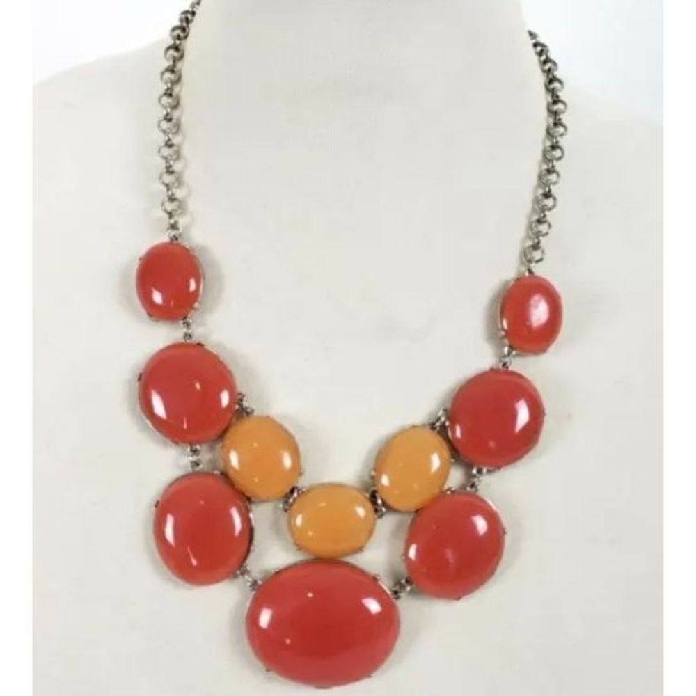Adjustable Pink Orange Summer Acrylic Necklace NY&Co Silver-tone Chain
